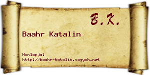 Baahr Katalin névjegykártya